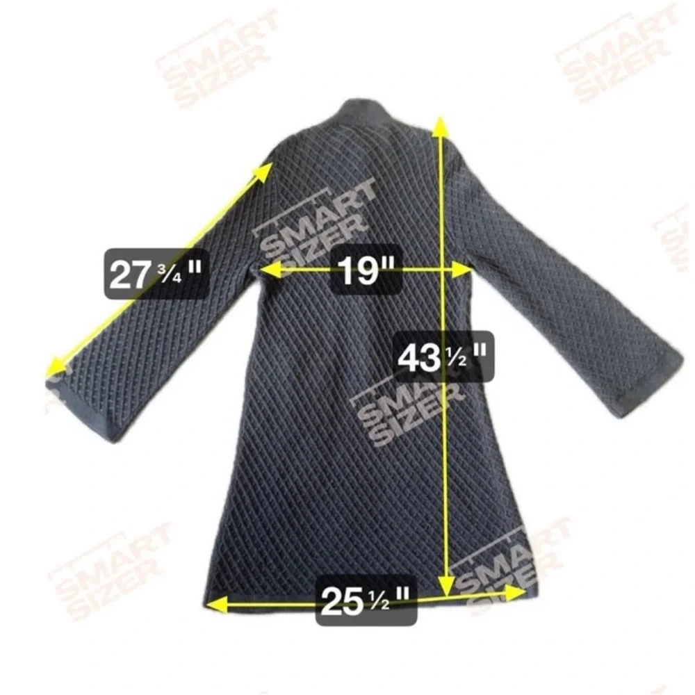 Tory Burch Gray and Black Cardigan Sweater coat luxury trim waffle wool stretch - Picture 6 of 6